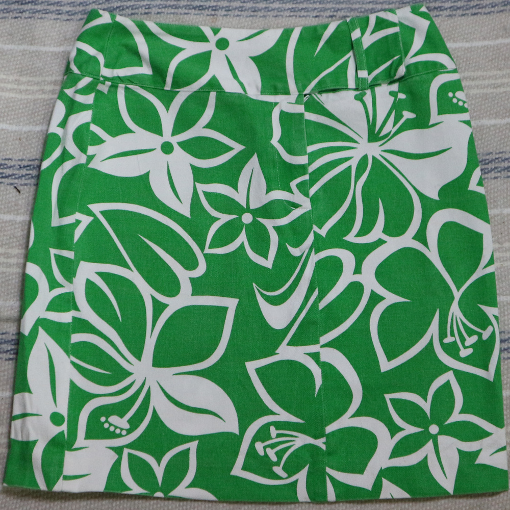 HAROLD'S Green Floral Print Mini Skirt Sz 4 Wmn